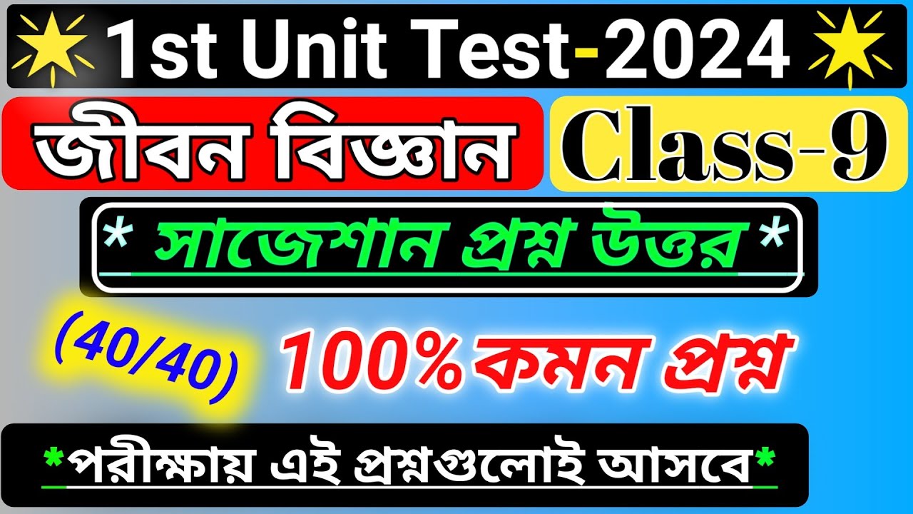 class 9 life science 1St unit test question paper2024/class 9 life