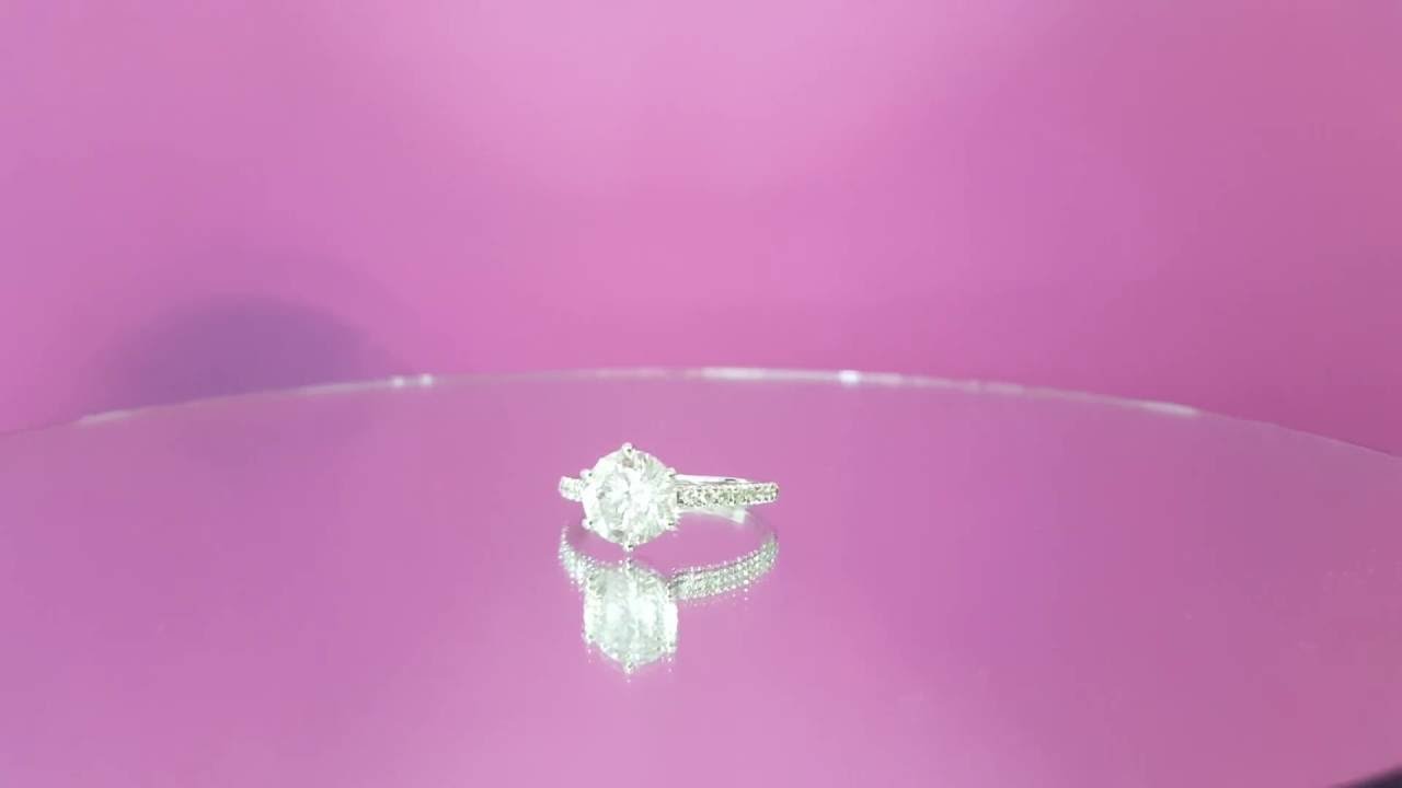14K White Gold Round Certified Natural Diamond Engagement Ring