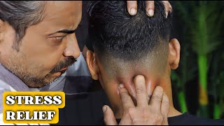 Stress Relief Head Massage With 3D Sounds Scalp Massage & Hair Scratching Neck Cracking Asmr