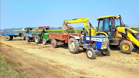 JCB 3dx Working with Swaraj 742 XT | Kubota | Mahindra 575 Stuck in Mud #jcbvideo #jcb3dx #tractor