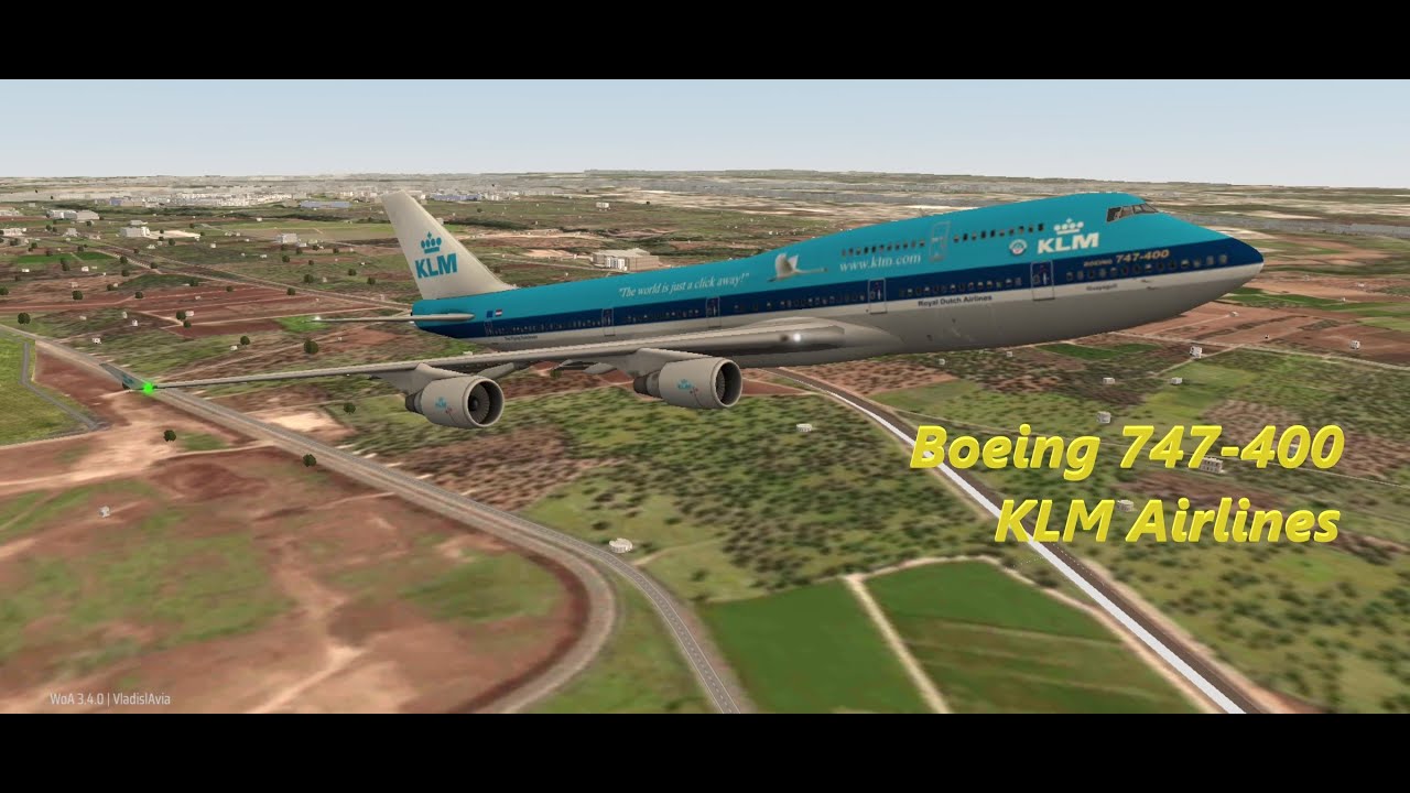 Boeing 747, KLM, special livery, Amsterdam, Netherlands to Bari, landing, servicing, takeoff. B744