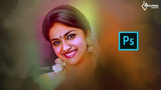 Keerthi Suresh | Digital Painting In Photoshop Tutorial | Smudge Tutorial screenshot 4