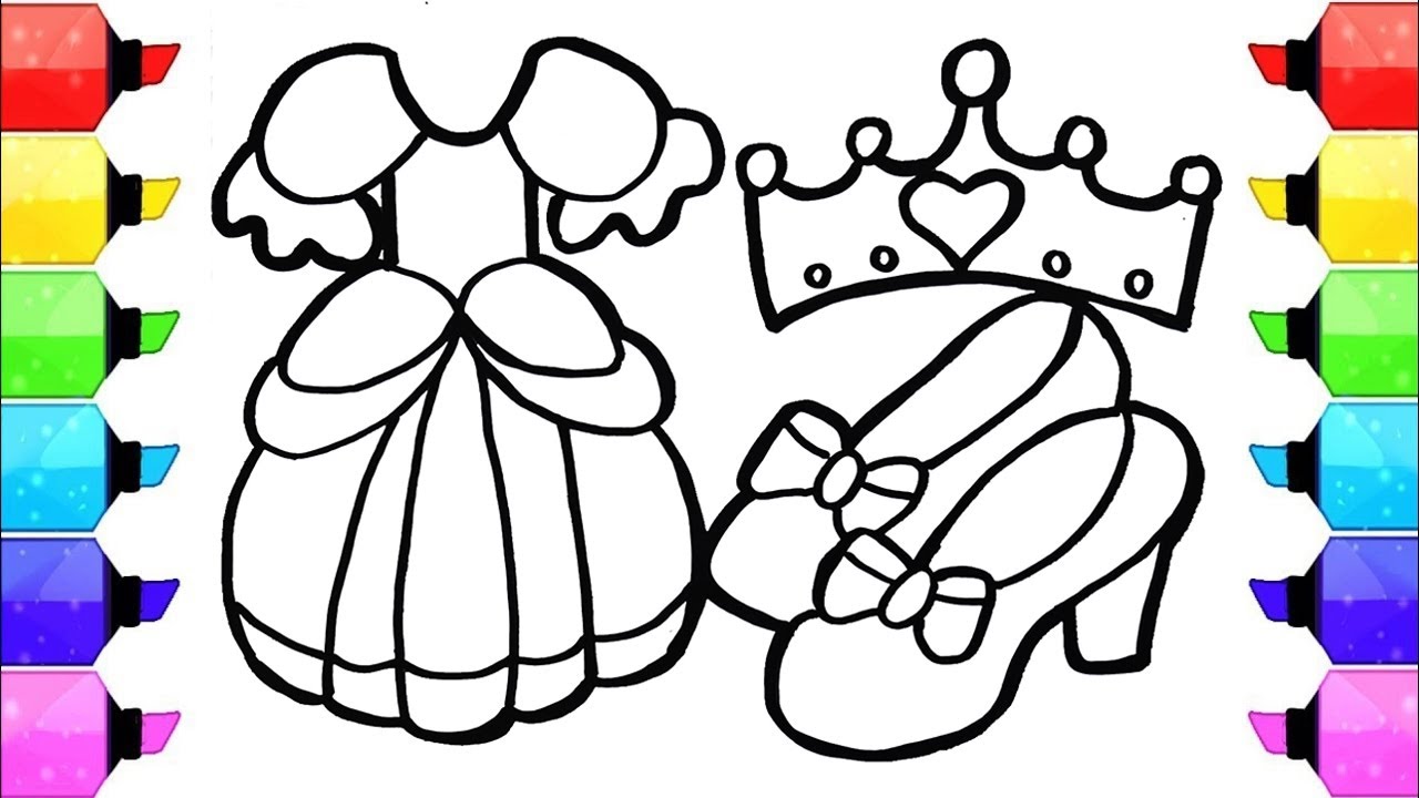 Princess Dress Drawing, Painting and Coloring for Kids, Toddlers | How to  Draw, Paint Basics