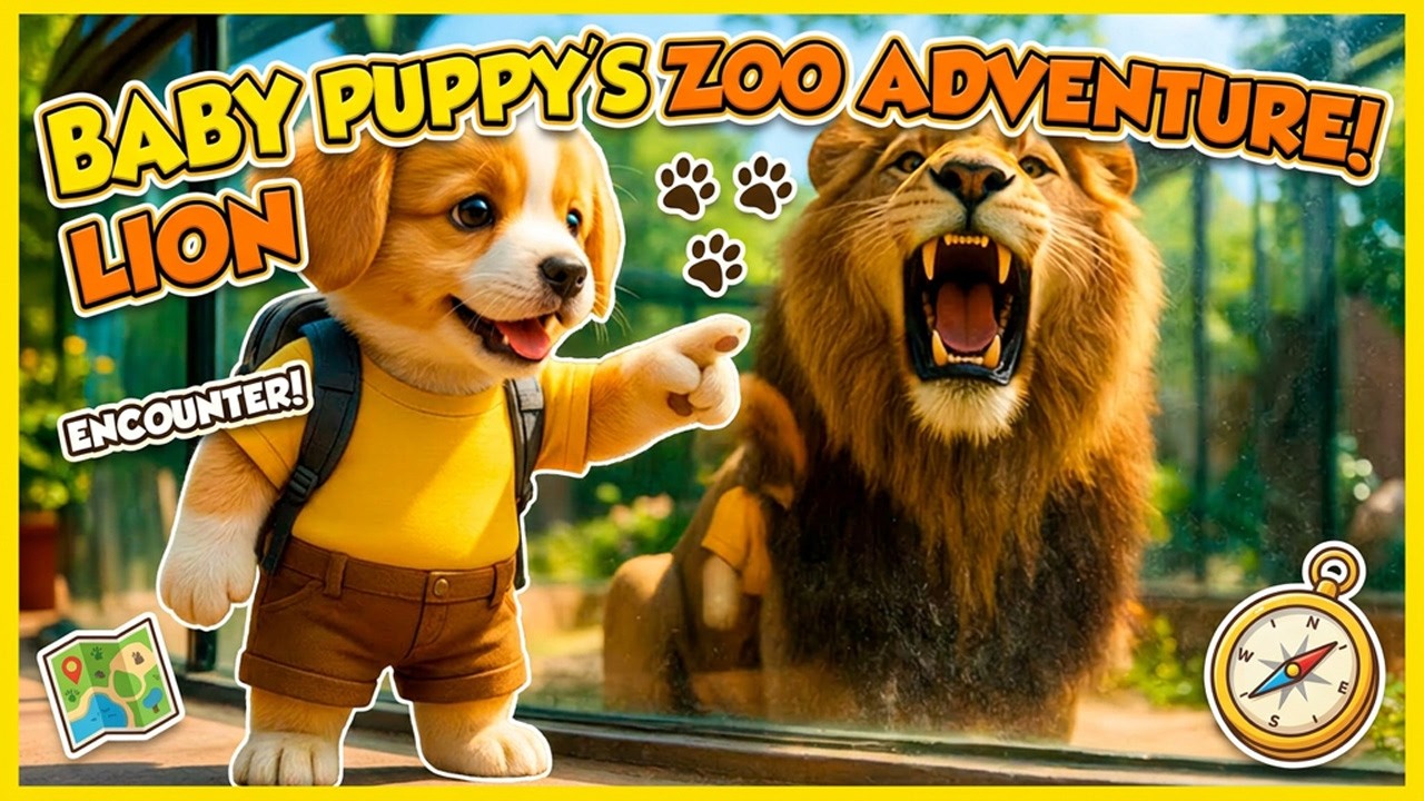 EP 2 - Baby Puppy Ginger's Zoo Adventure -Watches Lion, Tiger, Elephants, Giraffe & Gorilla 🦁🦒🐯 🦍