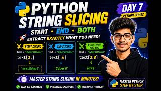 # DAY 7 # PART 2 🔥 Python String Slicing in Hindi | Start, End & Both Slicing Explained |