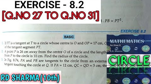 RD SHARMA CLASS 10 CIRCLE EXERCISE-8.2 [Q.NO-27 TO 31] MATH FEAR | CHAPTER 8 |CBSE