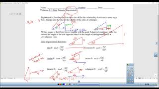 Precalculus 4.3A Right Angle Trigonometry