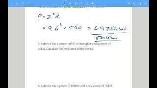 GCSE Physics: Equation Practice - Power P=IV and P=I^2R.