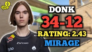 🔥 DONK (34-12) RT: 2.43 | EU FACEIT (MIRAGE) +VOICE | CS2 POV