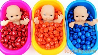 Learn Colors M&M's Baby Doll Bath Time Surprise Eggs Finger Family Song Nursery Rhymes For Childern