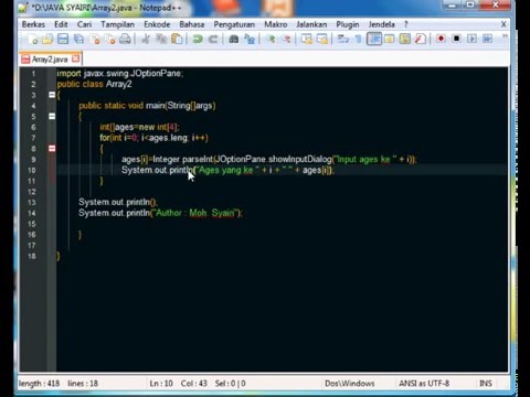 Contoh Program Penggunaan Array Pada Java #Array2