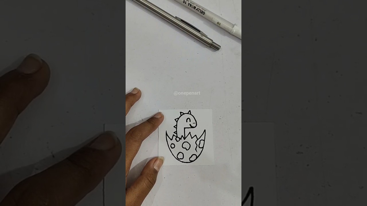baby dino with egg outline drawing 