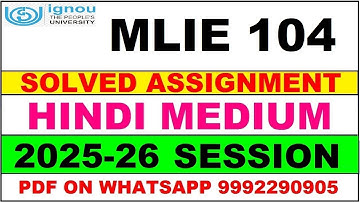 MLIE 104 solved assignment 2025-26 in Hindi || mlie 104 solved assignment 2026 || mlie104 2025-26