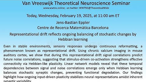 Representational drift reflects ongoing balancing of stochastic changes by.... | Jens-Bastian Eppler