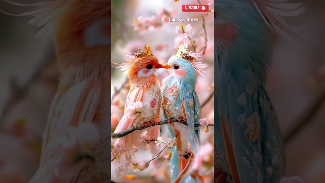 "Royal Birds in Love! 💖 | Beautiful Birds with Pearl Crowns "Majestic Birds with Pearl Crowns" ✨