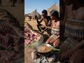 Giraffe Bushfire Cooking: Tribal Giraffe Meat Feast Over Fire! #tribalfood #tribalcooking #shorts