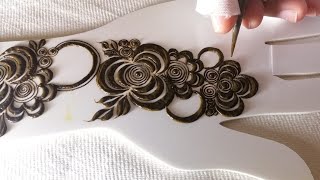 Rose henna design for hands ||  Full hand Arabic henna design for back hand. screenshot 4