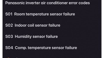 Panasonic inverter ac error codes