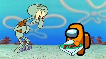 Squidward Trying To Get A Pizza From Imposter