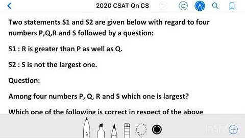 Civil Services 2020_Qn C8 Two statements S1 and S2 are given below with regard to four numbers P,Q,R
