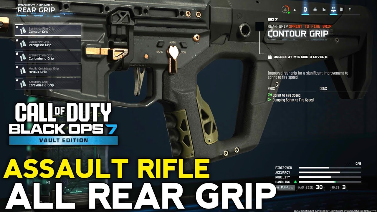 BO7 Assault Rifle All Rear Grips Showcase | Call of Duty Black Ops 7 AR Grip Attachments 