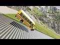 BeamNG Drive – School Bus Jumps Down Massive Stairs | Extreme USA Bus Crash Physics