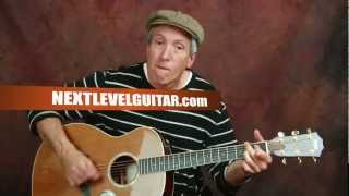 Learn Eagles inspired strumming rhythm patterns EZ acoustic guitar lesson song Peaceful style