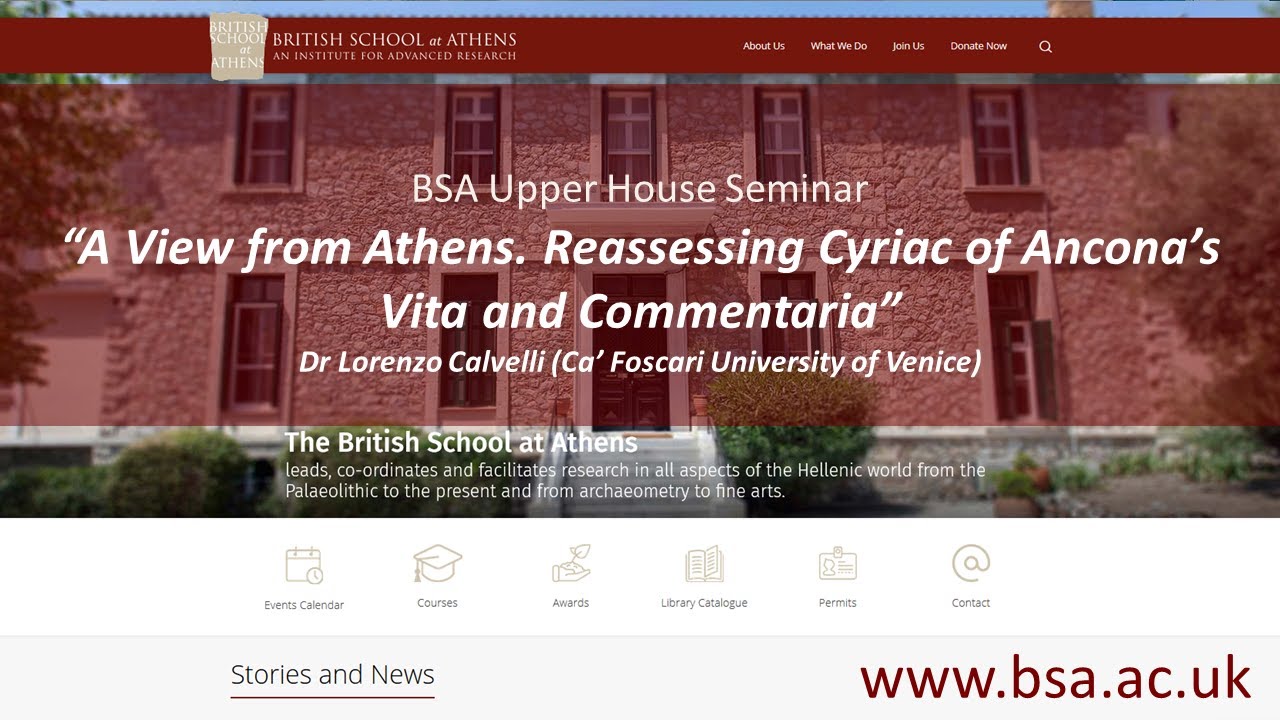 Dr Lorenzo Calvelli, “A View from Athens. Reassessing Cyriac of Ancona’s Vita and Commentaria”