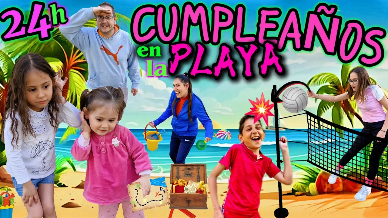 😱¡¡24H EN LA PLAYA!!🏖️🫣ASÍ CELEBRAMOS EL CUMPLEAÑOS DE MARINA Y MAMILUCHI🎉🎁_NALUCHI VLOG