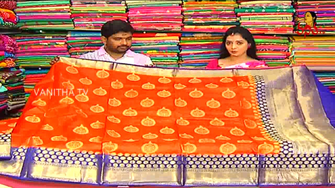 Royal blue and orange Uppada sarees with butti