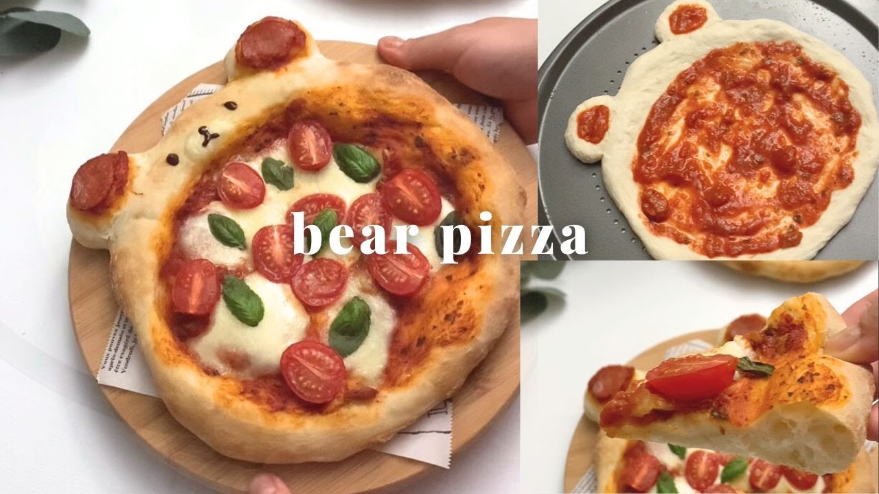 CUTEST BEAR PIZZA recipe QUICK & EASY pizza from scratch 홈메이드 피자