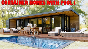 40ft shipping container house with swimming pool | Small house fully furnished with modern furniture
