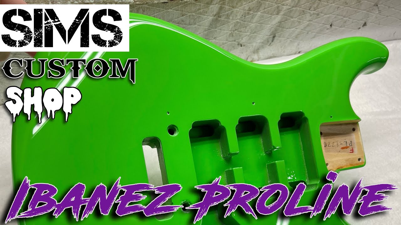 1986 Ibanez Proline PL1770 guitar Neon Green paint job by Sims Custom