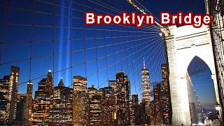 NYC sunset walking on the Brooklyn Bridge, best views of Downtown Manhattan, September 10, 2026 [4K]
