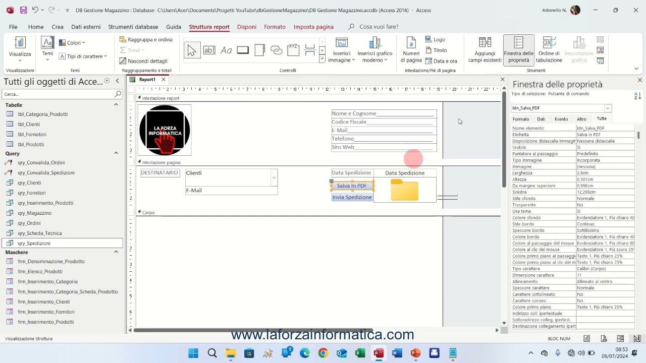 DataBase Gestione Magazzino Report
