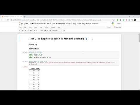 Task2: Hours Studied and Scores achieved by Student using Linear Regression( Jupyter Notebook)