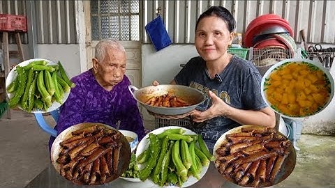 Bà lão 101 tuổi ăn cơm cá bóng cát kho chấm đậu rồng đậu bắp luộc |Hương vị quê nhà đậm đà thơn ngon