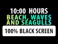 BLACK SCREEN | BEACH, WAVES AND SEAGULLS | 10 Hours | For Sleep Relaxing Study Background Meditation