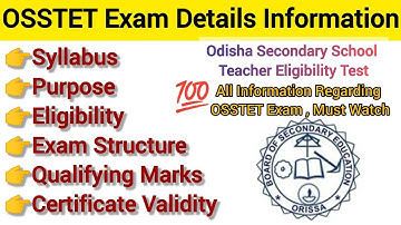 🛑OSSTET Syllabus, Eligibility, Exam Structure, Certificate Validity, Qualifying Marks Full Video🛑