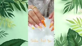 Vibrant Sunset Orange Ombré & Chic French Tip Nail Art | Golden Nail Spa