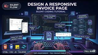 Design a responsive invoice page using HTML, CSS, JavaScript and Tailwind Silent Coding