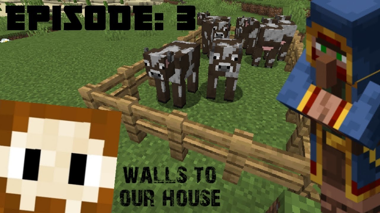 1.15.2 Minecraft Lets Play: Episode 3 (walls to our house) - YouTube