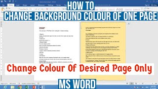 How to Change Background Colour of A Single Page in MS Word | Change Color of Specific Page in Word