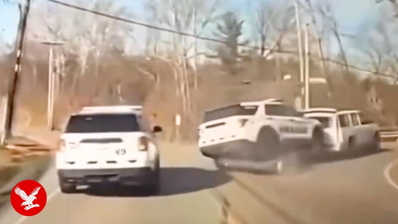 Wild chase ends with police SUV stranded on flatbed hauled by fleeing ...