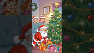 Kids spying on Santa putting presents under the tree  #DreamScreenAI