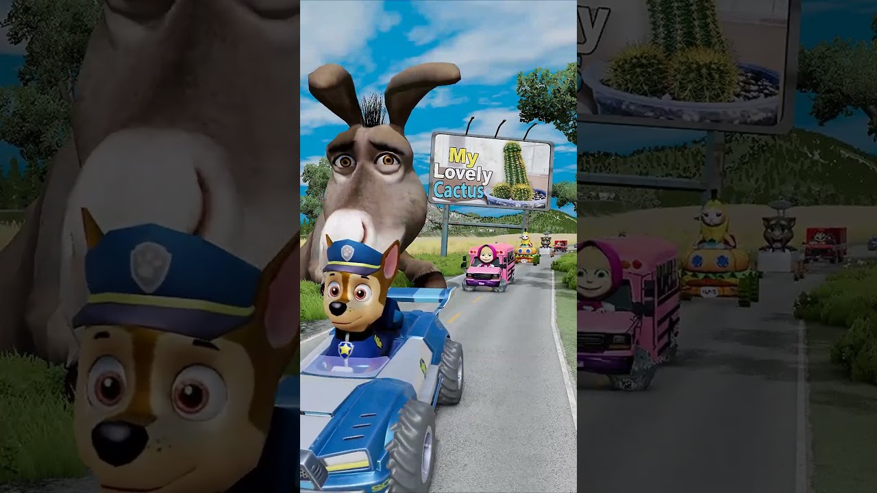 Happy Weird Cars vs  Scary Donkey in BeamNG.drive