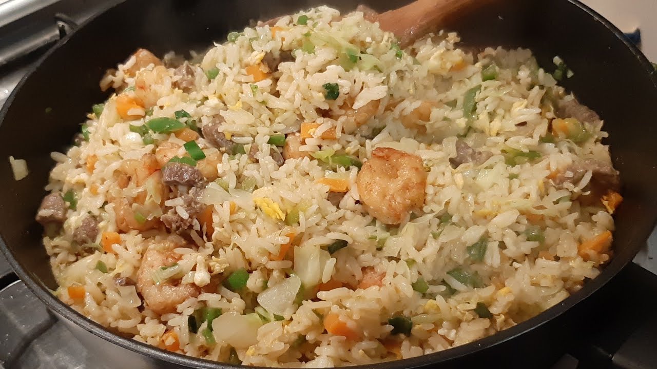 Beef and shrimp fried rice 🇬🇭 YouTube