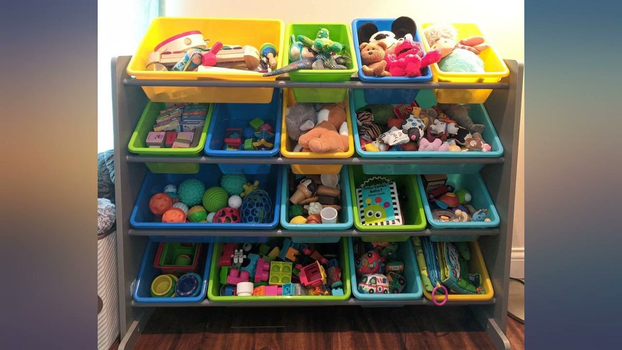 Humble Crew Extra-Large Toy Organizer, 16 Storage Bins, Grey//Blue//Green//Yellow review
