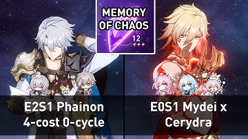 E2S1 Phainon 4-cost 0c VS E0S1 Mydei x Cerydra | MoC 12 3 stars | Honkai: Star Rail 3.7