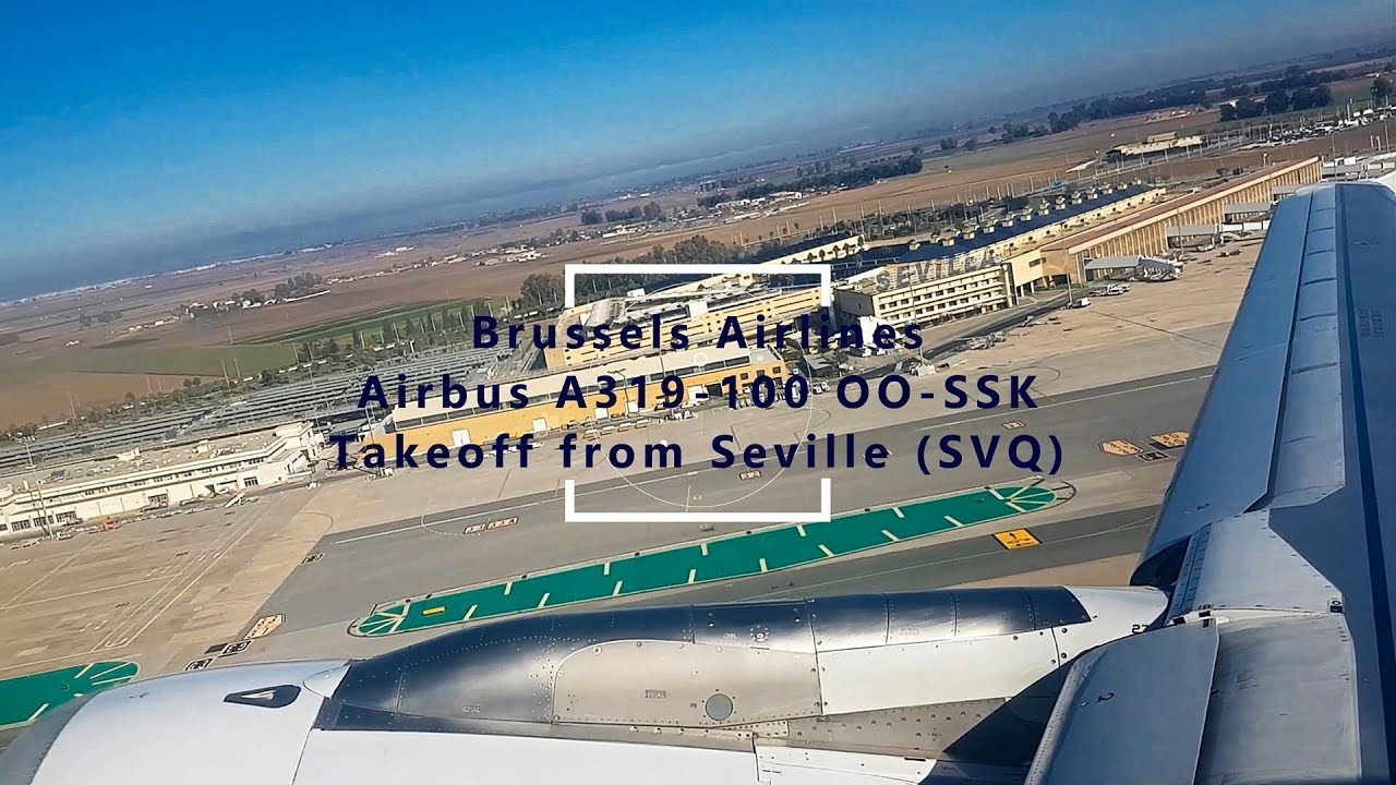 Вылет Аэробусом А319 Брюссельских авиалиний из Севильи